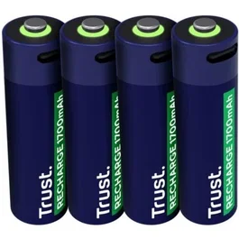Trust Pack de 4 pilas AA recargables 25631 con carga USB-C